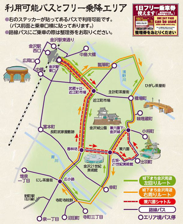 金澤交通 只需500円 北鐵巴士1日乘車券 超方便省錢金澤市區攻略